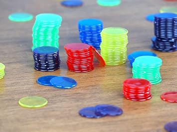 Regal Bingo Plastic Bingo Chips 3000 Pcs - Clear Transparent Counters Game Chips Set for Board Game - Fun Bingo Night - 3/4 Inch Assorted Colors