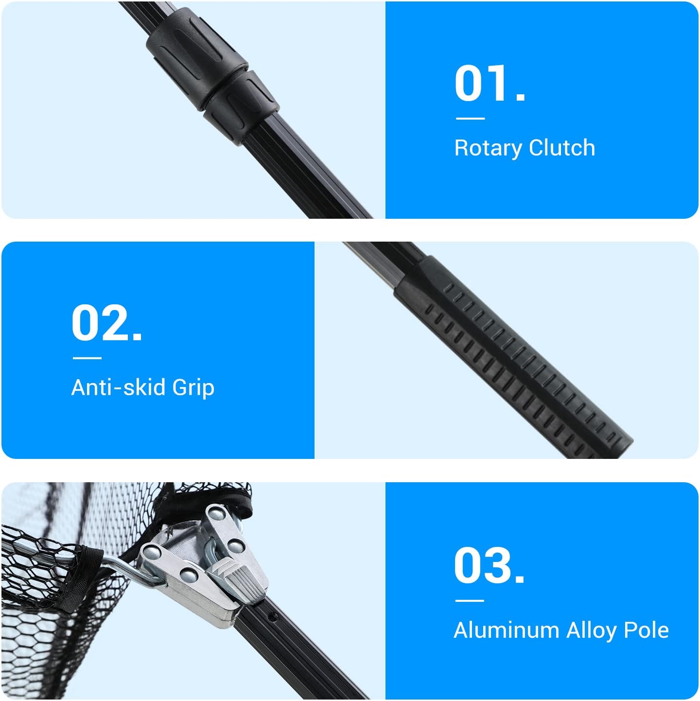 Fishing Net, Dr.meter Foldable Fish Landing Net for Freshwater or Saltwater with Telescopic Pole Handle and Robust Nylon Mesh, for Kids and Adults Safe Fish Catching and Releasing, Extend to 40 inch