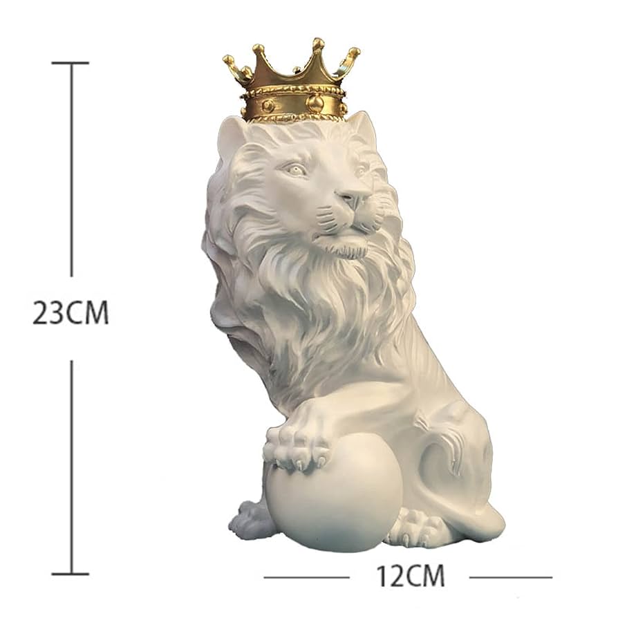 Amazon.co.jp: 現代彫刻 現代の樹脂ホワイトライオンの像の装飾