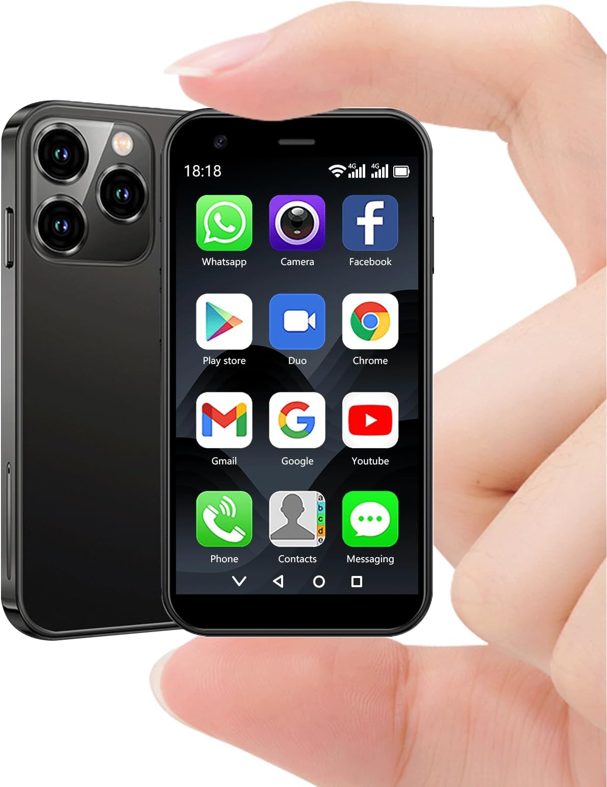 BLKE Mini Phone Unlocked 4G Mini Smartphone for kids Small Mobile Phone 3.0'' HD Touch Screen 3GB+32GB 2000mAh Battery Dual SIM Android Quad Core Face ID Smallest Mobile Phones for kids