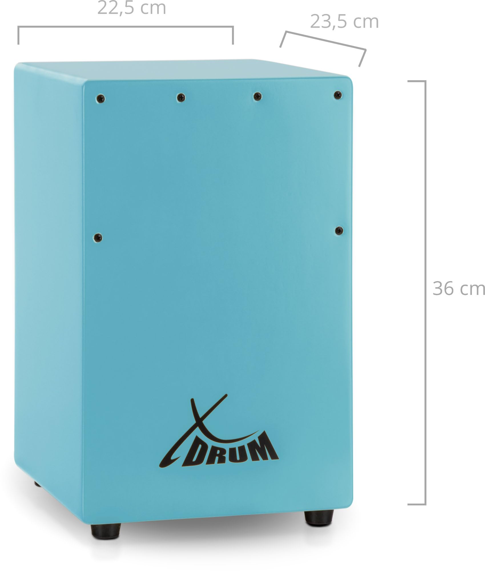 XDrum KC-37B Cajón Infantil Azul Set con Escuela, Solo 36 cm de alto | Cajón pequeño especialmente diseñado para niños, Adecuado para educación musical temprana, Totalmente de abedul, 5 x 36 x 23
