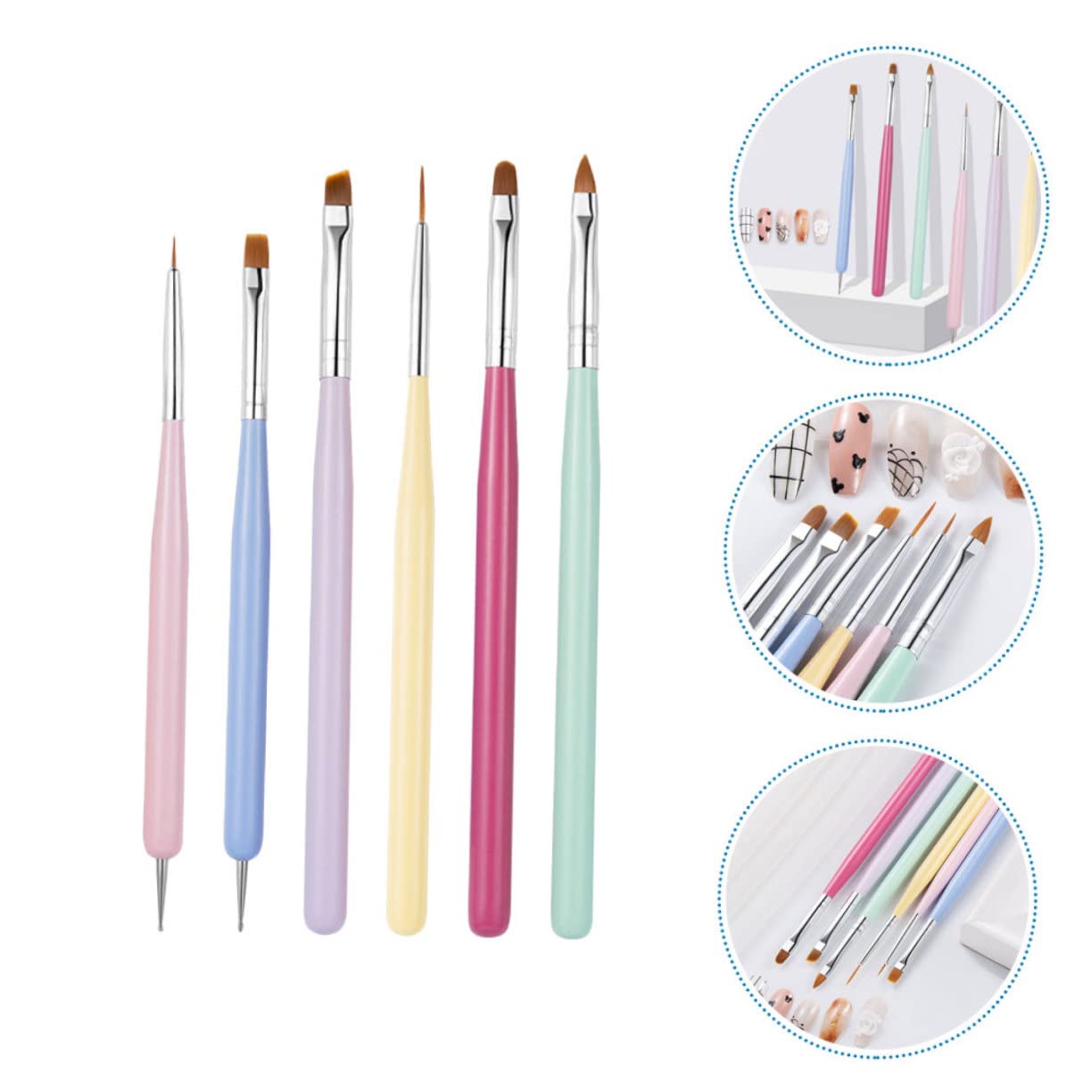 FRCOLOR Pz Penna per unghie pennelli unghie professionali pennelli nail art professionali doppia testa penna da disegno penna scolpita Pennarello Accessori tubo di alluminio