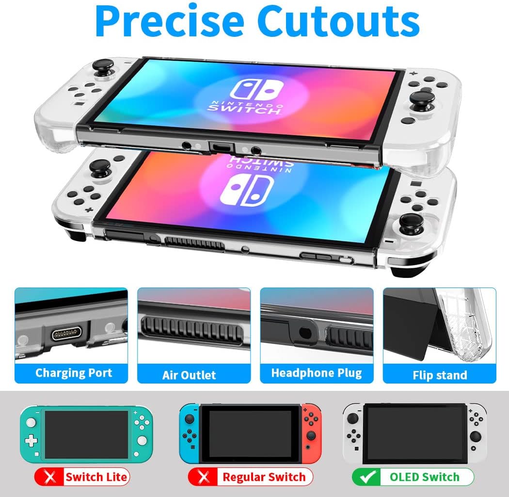 Dockable Liquid Silicone Case for Switch OLED, Compatible with Nintendo Switch OLED Model, OIVO 3-in-1 Switch OLED Clear Protective Cover for Switch OLED Console