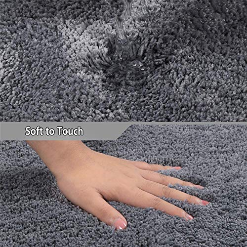 KKPW Duschvorleger Eckdusche, rutschfest Badteppich Eckdusche Aus Mikrofaser, Waschbar Badematte Halbrund, rutschfeste Unterseite, Anthrazit, 100x45 cm