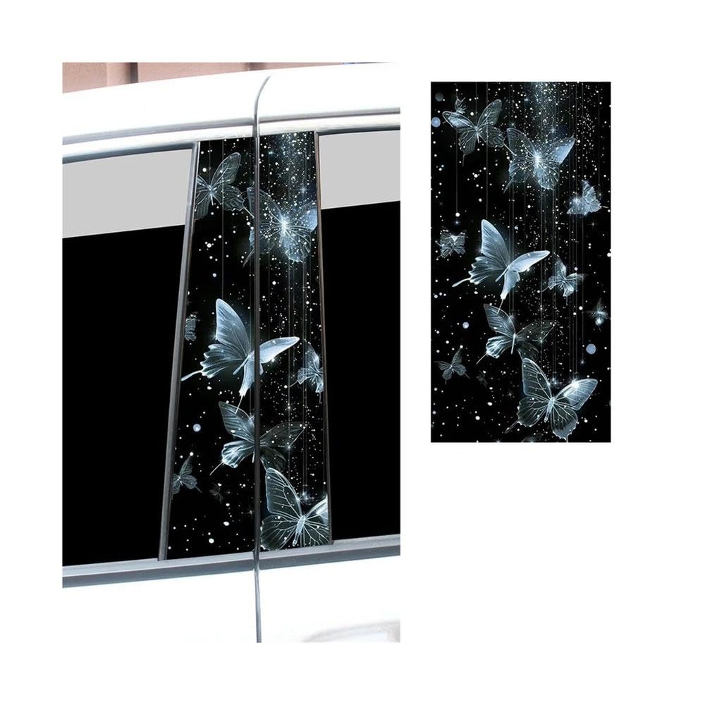 Bertdcx Type A Beautiful Butterflies Car Stickers Auto B-Pillar Car Center Column Decoration Auto Parts(,1Pcs)