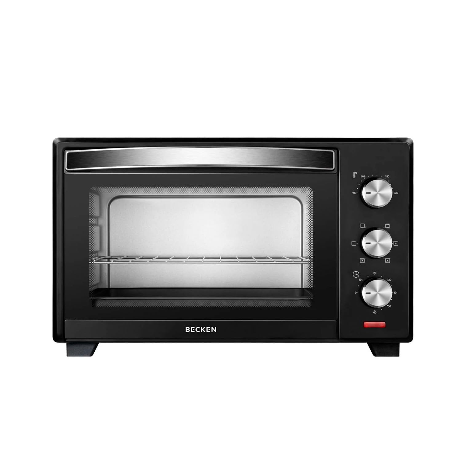 Becken - Mini Horno Eléctrico Sobremesa - Capacidad 30 L - 1600W - 6 niveles de potencia - Grill con 3 posiciones - Control manual - Temporizador - Luz piloto - Bandeja - Luz Interior