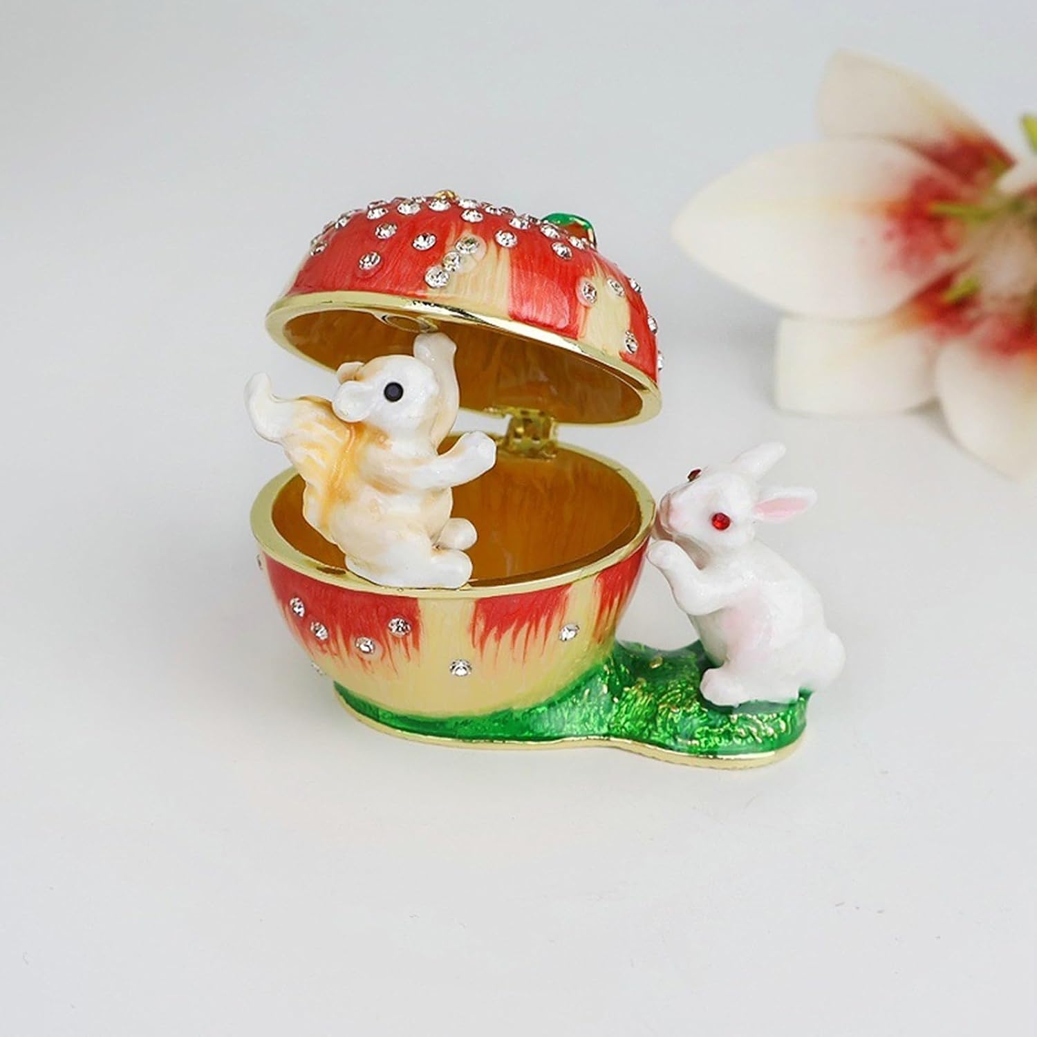 Alloy Jewelry Box Adorned with Enameled Squirrel Fruit Pattern image 4