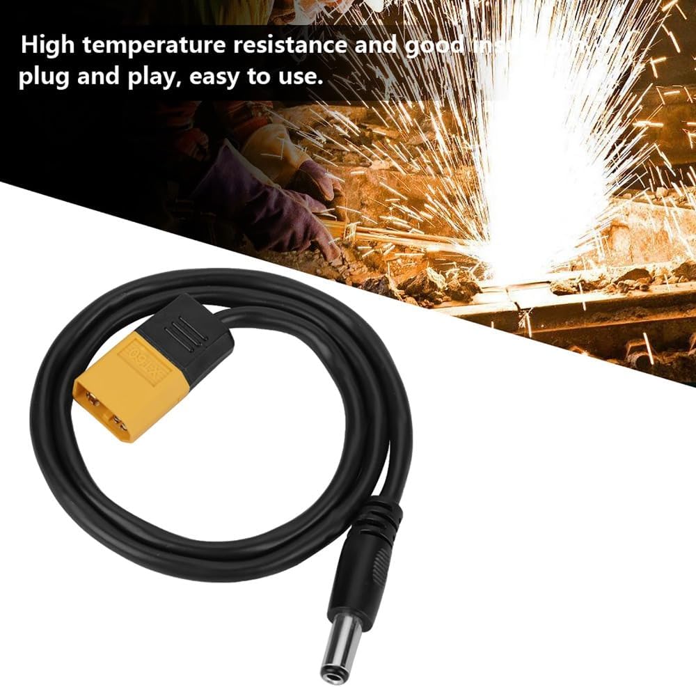 XT60 Male to DC 5.5x2.5mm Power Cable 50cm for Lipo Battery Soldering Iron, High Temp Resistance Plug & Play Connector Wire