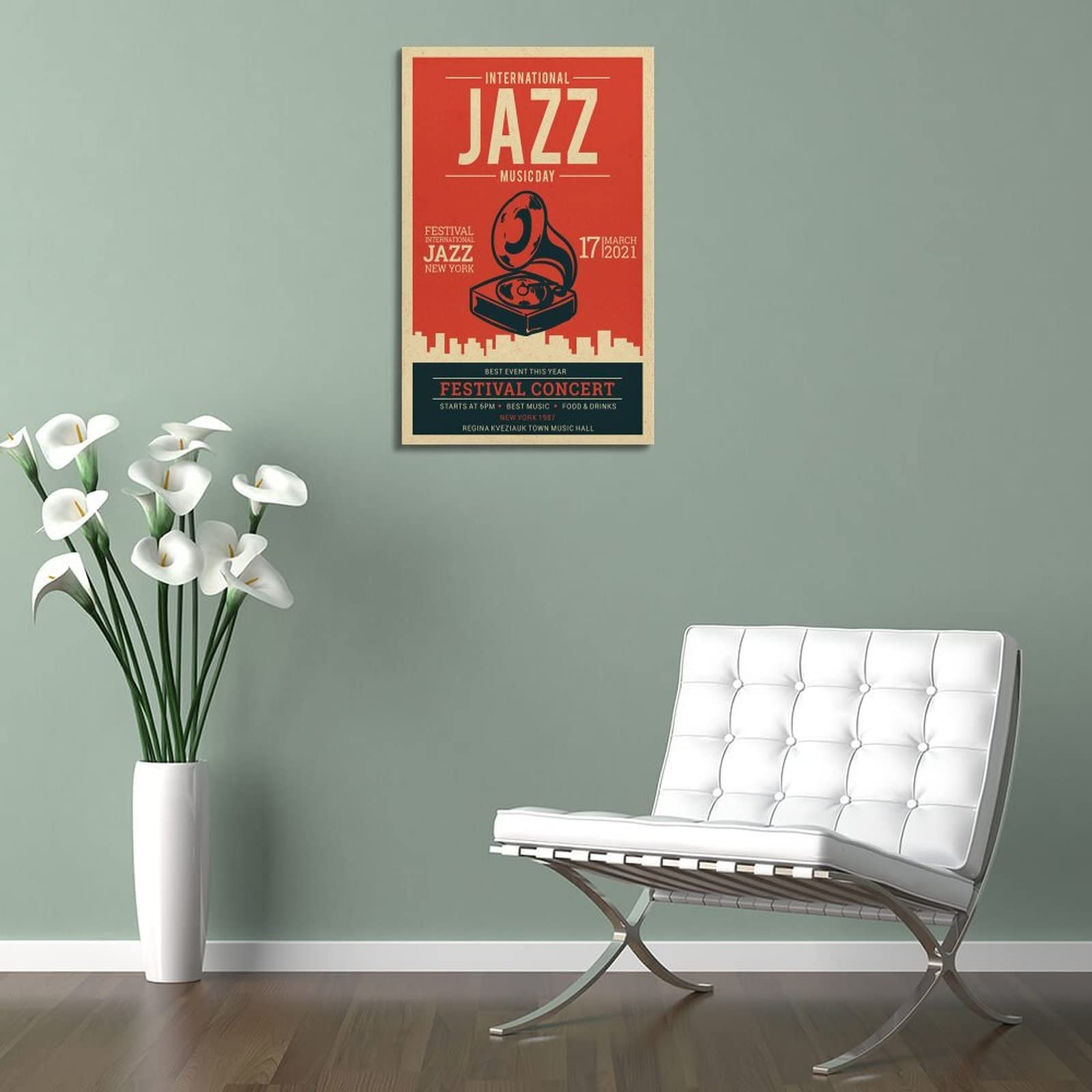 YUANLY Vintage-Jazz-Konzert-Poster, dekoratives Gemälde, Leinwand, Wand- und Kunstbild, Familien-Schlafzimmer, 50 x 75 cm