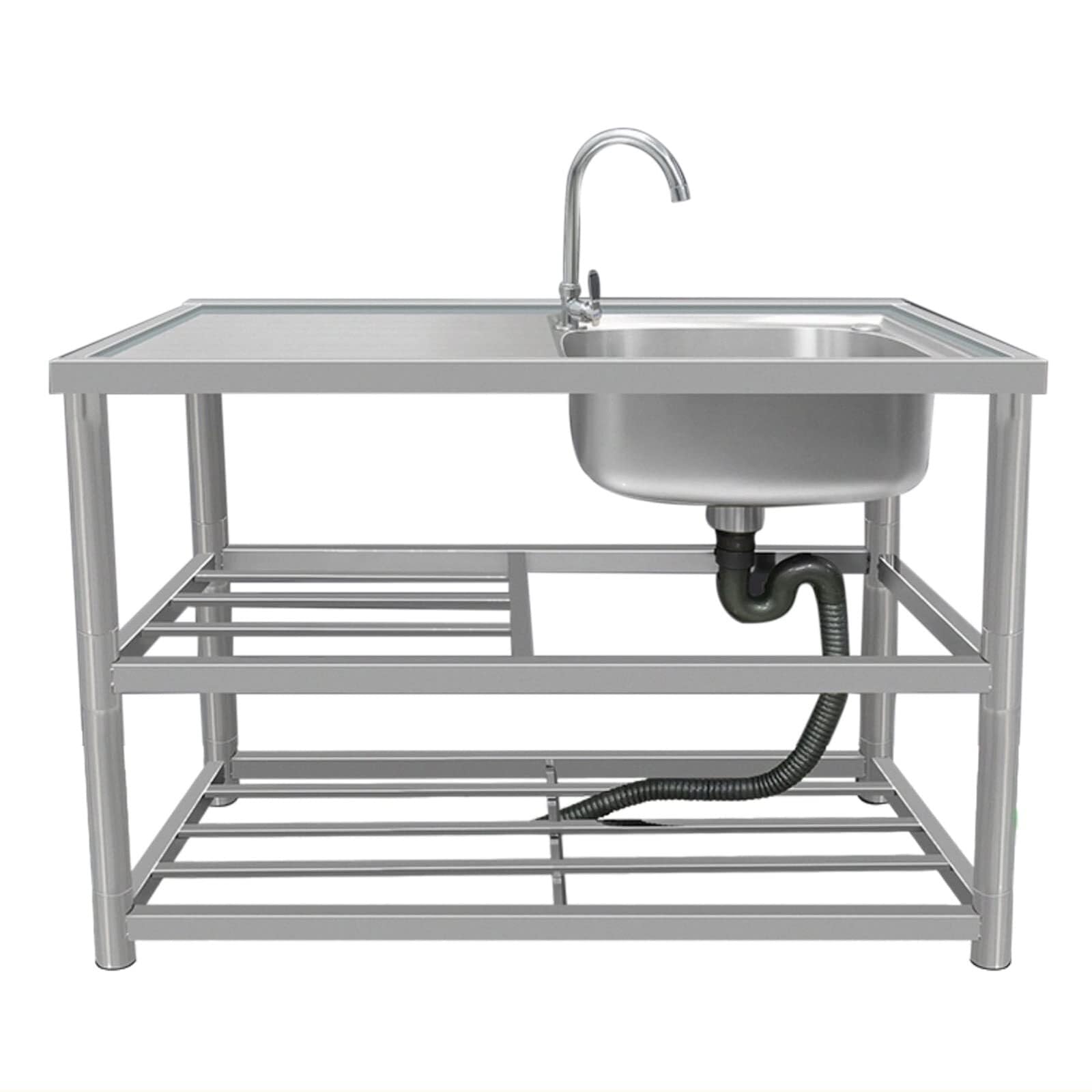 SDdPulse Lavello da cucina portatile in acciaio inox – Lavello da cucina indipendente a vasca singola con rubinetti per acqua calda e fredda per casa e catering, tipo B-1