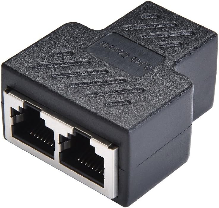 RJ45 Ethernet Splitter Adapter, RJ45 1 Female to 2 Female Port LAN Ethernet Network Coupler Adapter Cable, Suitable Cat5e, Cat6, Cat7 Cable