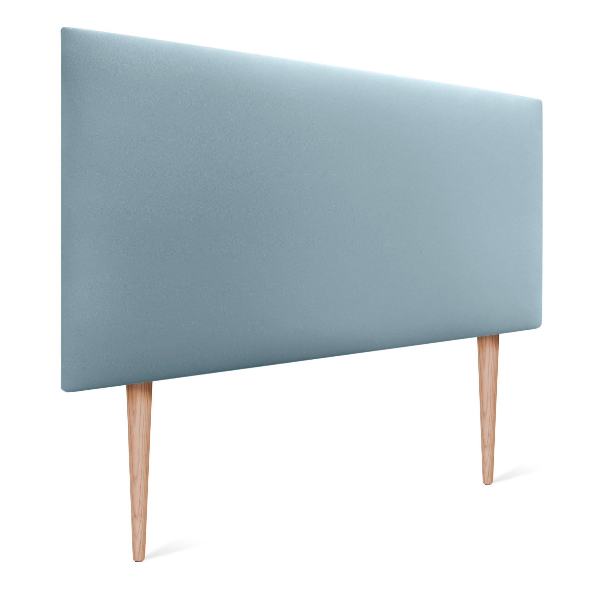 DHOME Testiera Letto Imbottita In Similpelle Celeste, 90 Cm Con Gambe, Tessuto AQUALINE Antimacchia E Antiacaro