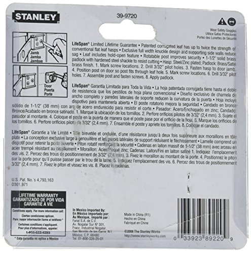 Stanley National S399-720 Hasp/Padlock Combo 3.5" Stl #TOP1