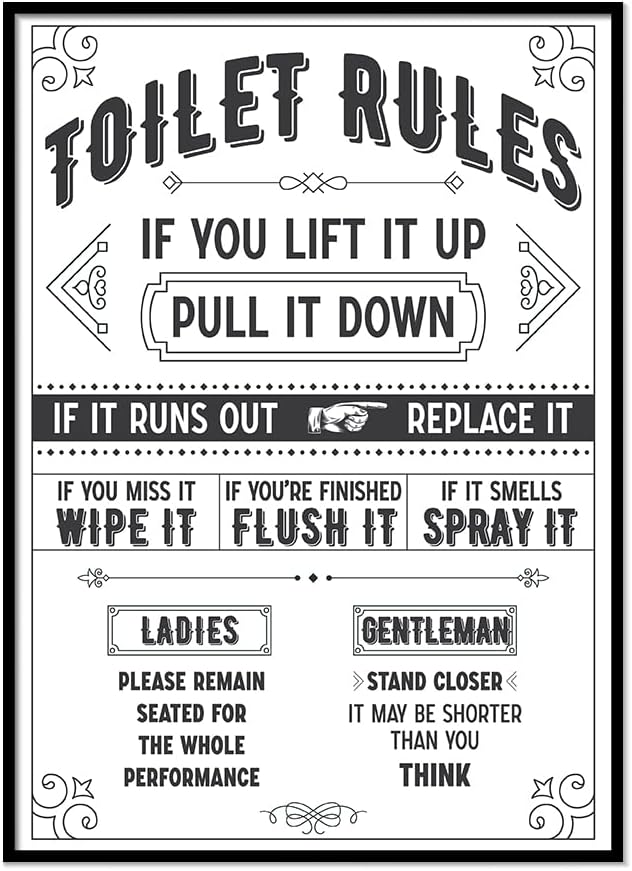 Printers Mews Toilet Rules A2 Print Only Bathroom Art Prints Bathroom Print Dรฉcor 42 X 59.4cm (16.5x24inch)