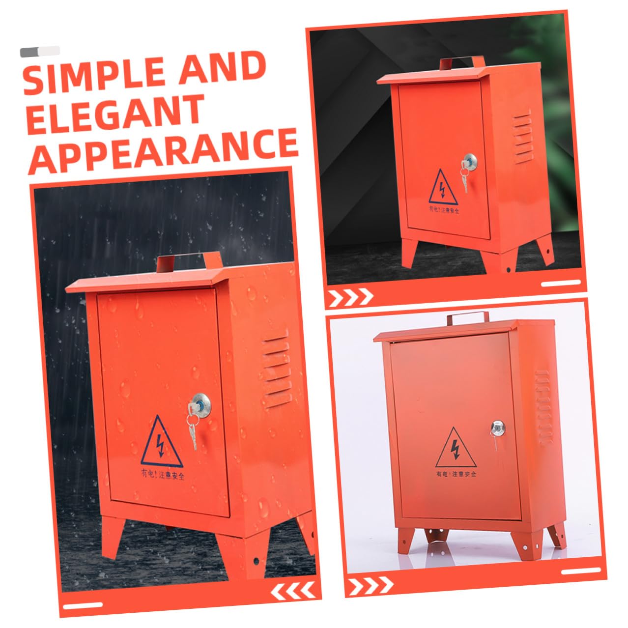 Outdoor Small Iron Electrical Box Portable Power Distribution Junction Box 250x300x180mm Weatherproof Circuit Breaker Protection for Construction Site Use