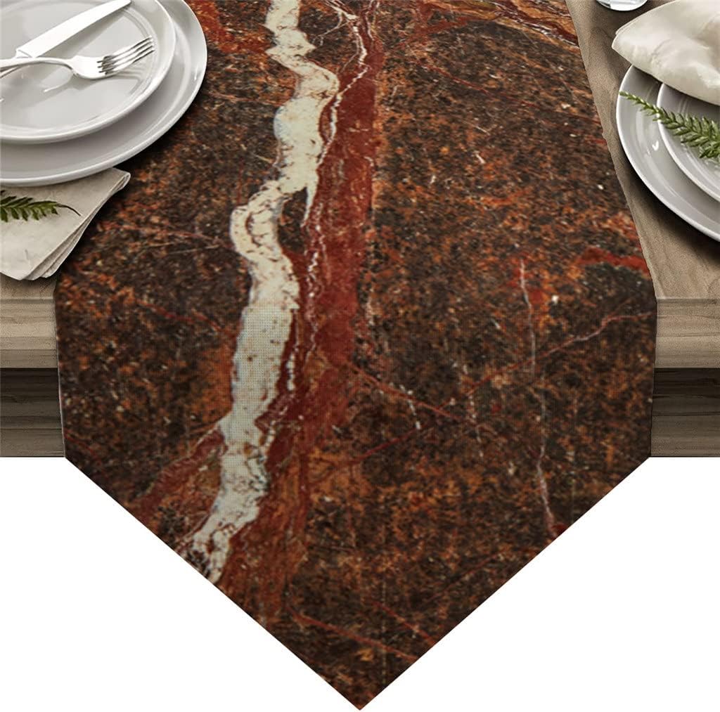 Marble Brown Pattern Table Runners Holiday Wedding Decor Dinning Table Cover Christmas Decorations Table Cloth(33x229cm)