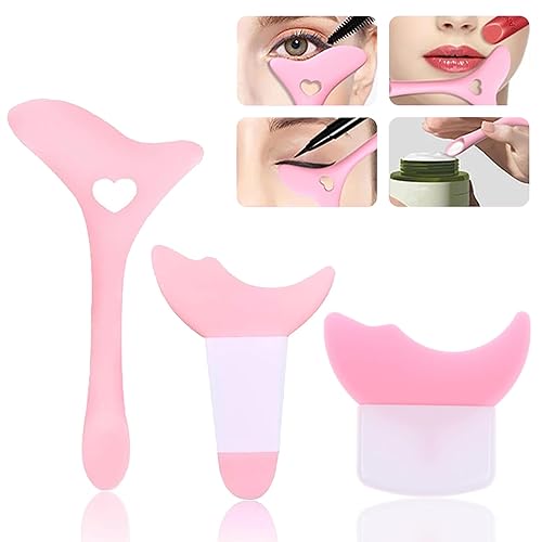 CTTHNBD Plantillas de delineador de ojos multifuncionales de silicona, ayuda reutilizable, protector de rímel, protector de ojos, delineador de