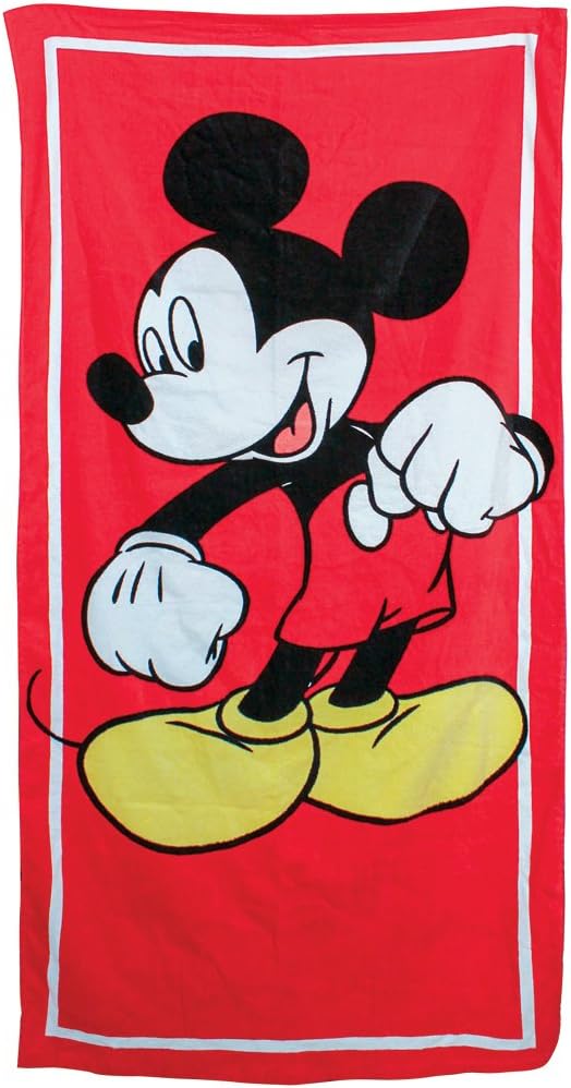 Jerry Leigh Disney Mickey Mouse Beach Towel - Jumbo 58" X 28" Cotton Terry Pool Shower
