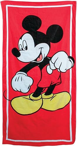 Jerry Leigh Disney Mickey Mouse - Toalla de playa Jumbo de 58 x 28 pulgadas, toalla de algodón para ducha de piscina