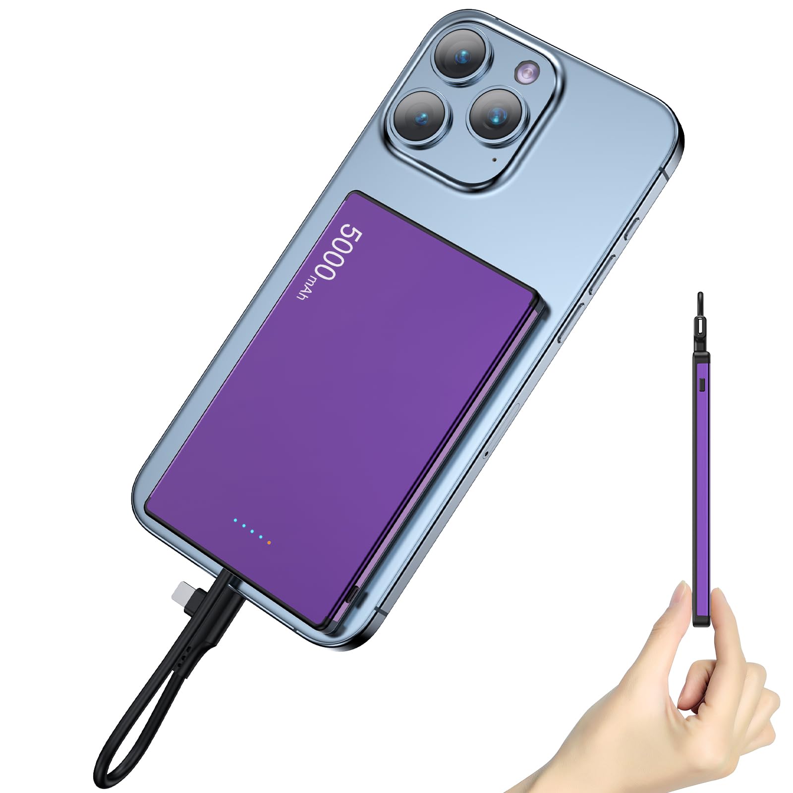 Amazon | モバイルバッテリー 【6.9MM限界の薄さに挑戦！ケーブル内蔵