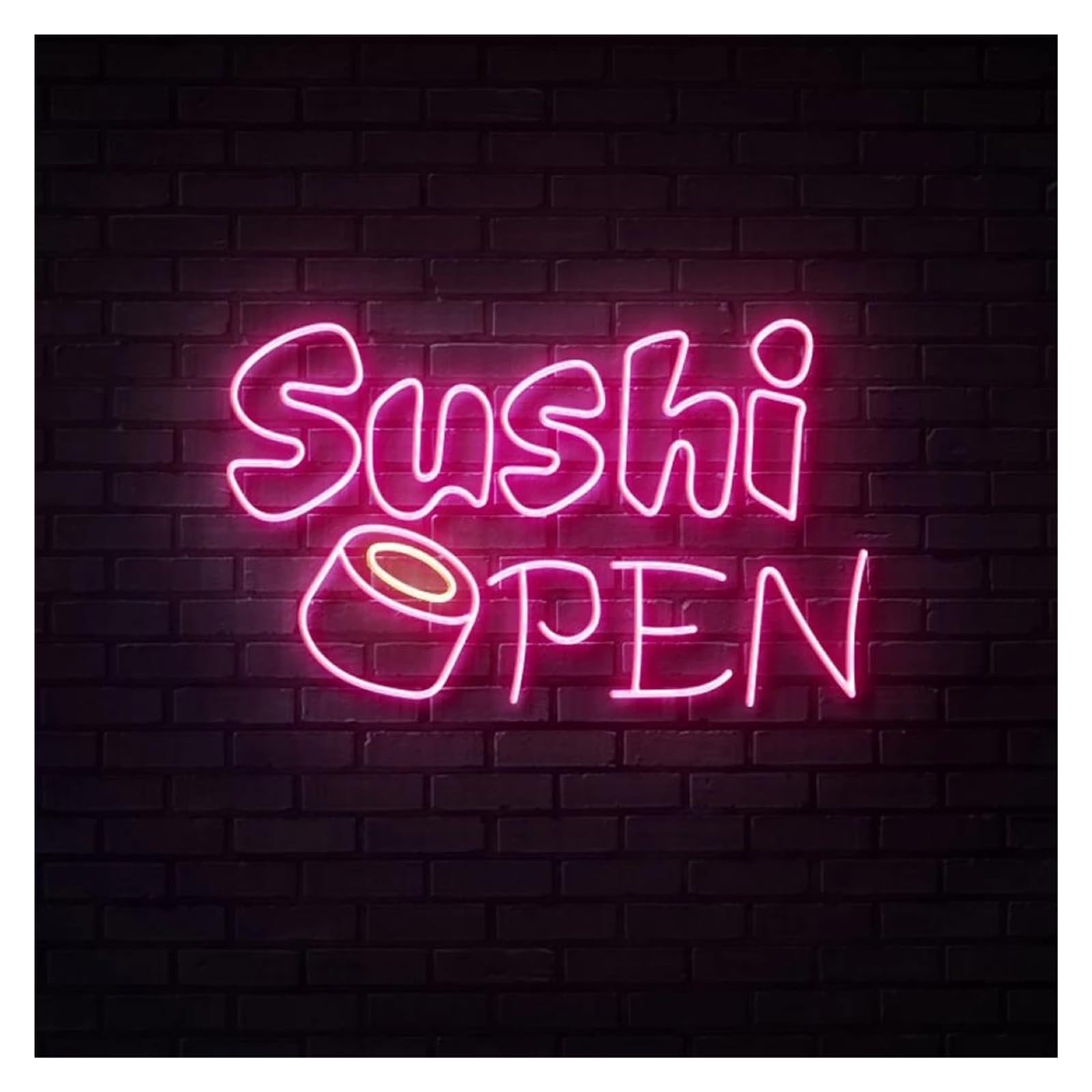 SHOUXI Sign Lamp Sushi Open Neon Sign Japanese Restaurant Home Kitchen Decor 50cmx39cm(E)