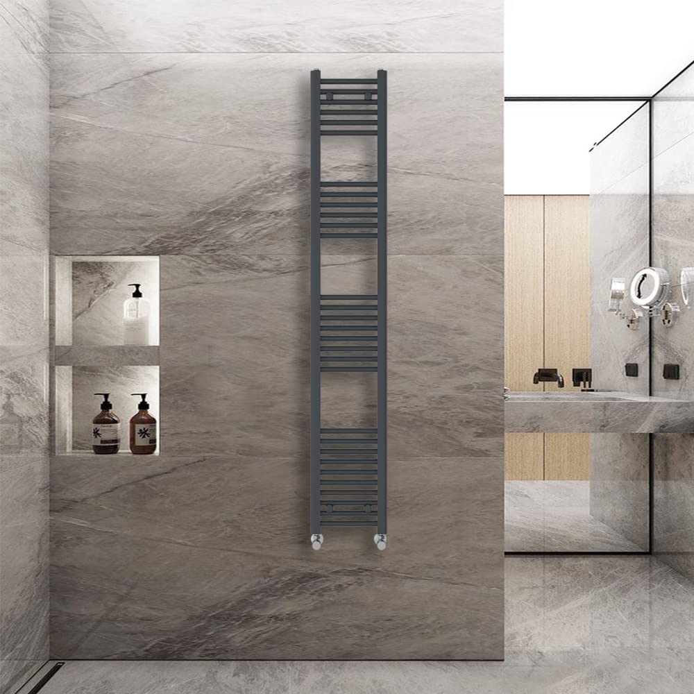 Warmehaus Anthracite Straight Heated Towel Rail Radiator Ladder 1800X300mm