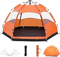 Barraca Pop-Up Automática 4-6 Pessoas, Impermeável, Grande Espaço 270x240x150cm, Montagem Rápida, Proteção UV e Insetos, Inclúi Estacas