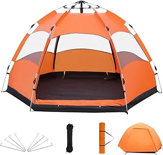 Barraca Pop-Up Automática 4-6 Pessoas, Impermeável, Grande Espaço 270x240x150cm, Montagem Rápida, Proteção UV e Insetos, Inclúi Estacas