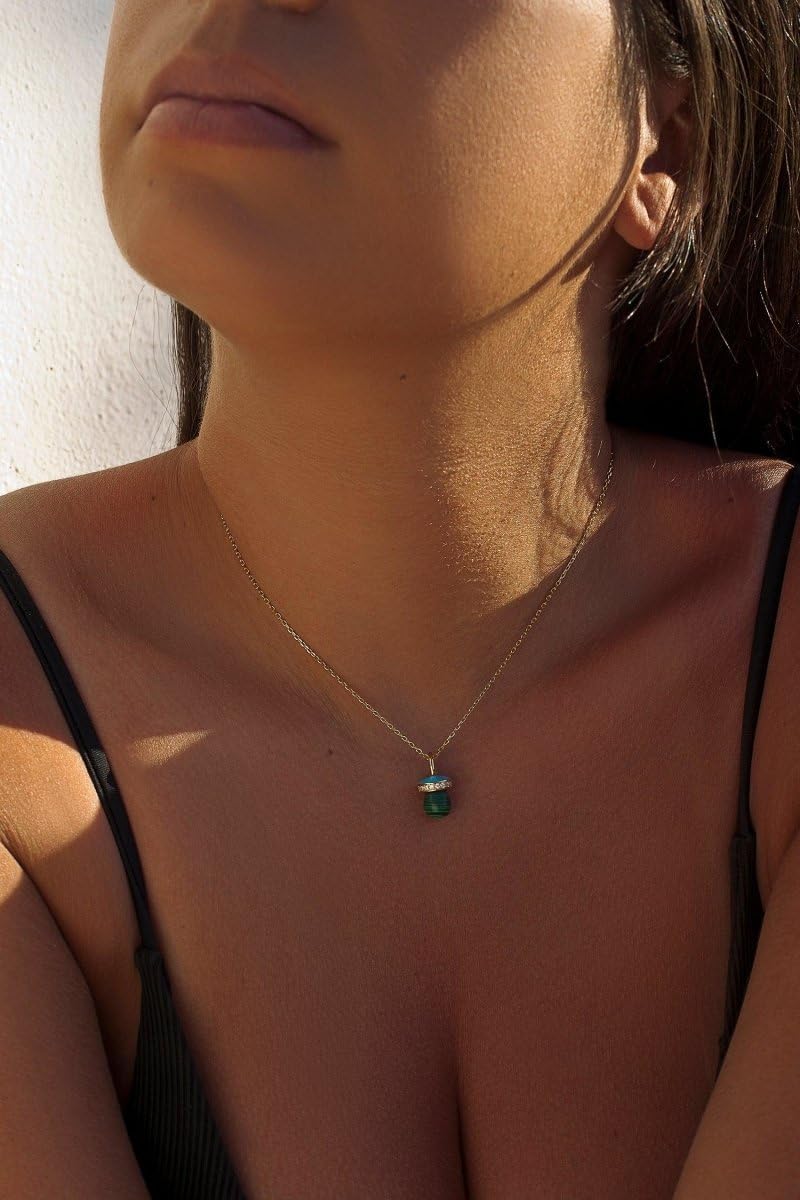 Colgantes Plata Originales con Motivo de Chupete malaquita y Esmalte Azul