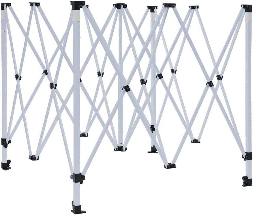 Vispronet 10x10 Canopy Frame – Adjustable Steel Tent Structure with (3) Height Levels, Pinch-Free Buttons, & Square Legs, 7.2ft Max Clearance Height, Collapsible Awning Shelter, Tarp Not Included