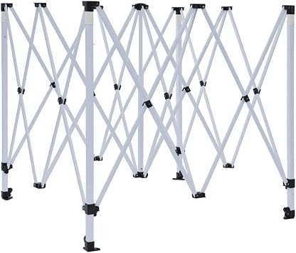 Vispronet 10x10 Canopy Frame Adjustable Steel Tent Structure with 3 Height Levels, Pinch-Free Buttons, Square Legs, 7.2ft Max Clearance Height, Collapsible Awning Shelter, Tarp Not Included