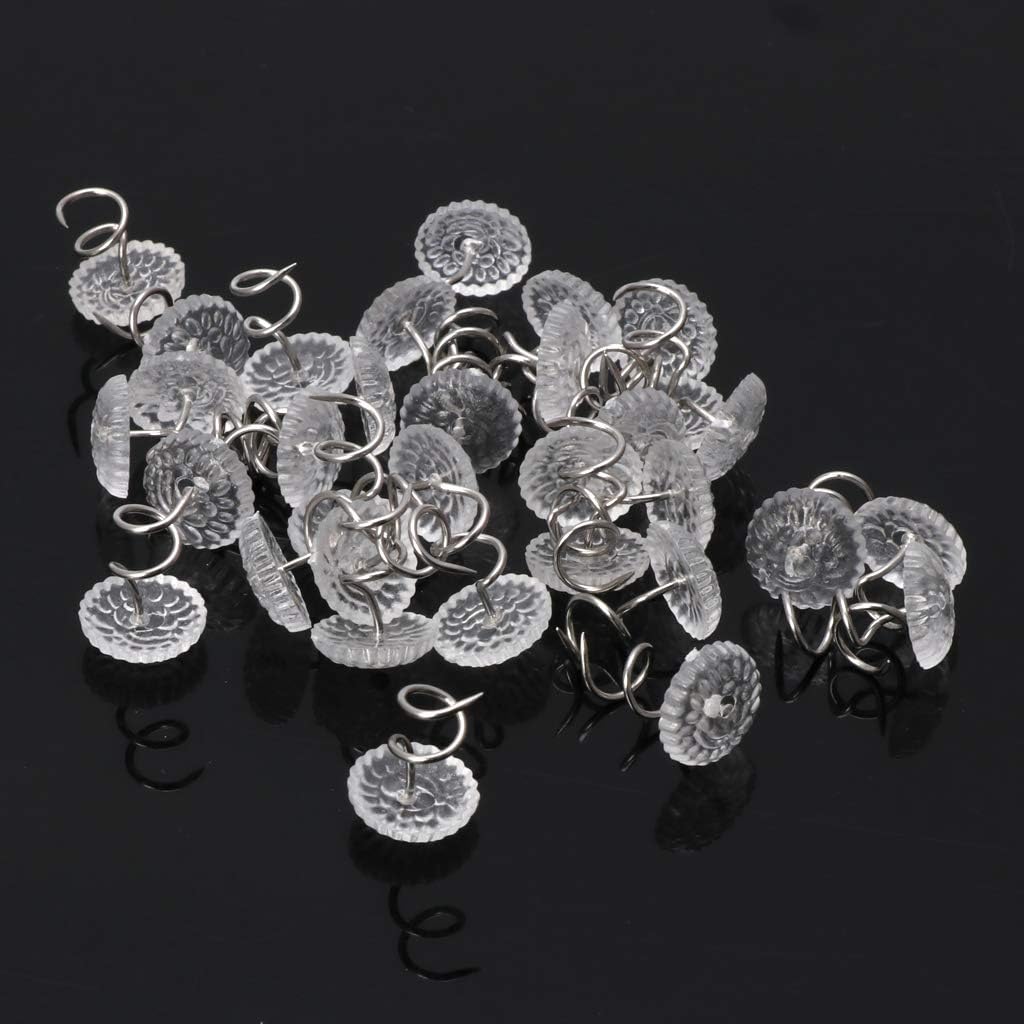 50 Pieces Twist Pins Bed Skirt Slipcovers & Bedskirts Decoration Clear Heads Thumb Tacks Fasteners Headliner