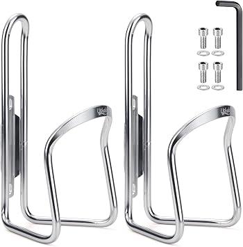 USHAKE Water Bottle Cages, Basic MTB Bike Bicycle Alloy Aluminum Lightweight Water Bottle Holder Cages Brackets2 Pack- Drilled Holes Required
