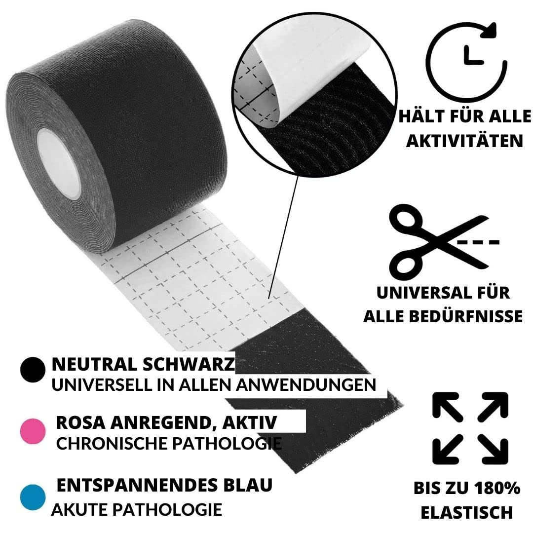 TAKE SPORT® Kinesio | sporttape | physio tape | Tape Kinesiologie | kinesiologie tape | kinesiotapes | tape kinesio | kinesio tape | kinesiotape | tapes 12 Rollen, 5 x 5 m, 95% Baumwolle, 5% Elasthan