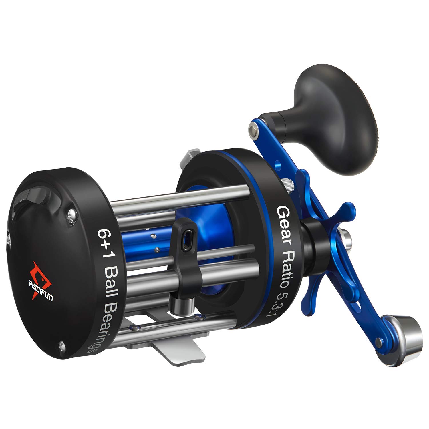 Piscifun Chaos XS Baitcasting Fishing Reel, Reinforced Metal Body Round Baitcaster Reel, Smooth Powerful Saltwater Inshore Surf Trolling Reel, Conventional Reel for Catfish, Musky, Bass, Pike