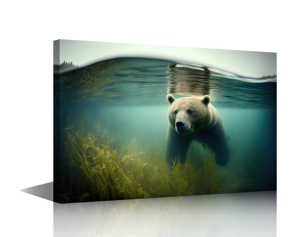 Polar Bear Pictures for Living Room Ocean Animals Wall Art Prints on Canvas Underwater Animals Painting Modern Artwork 1 Panel Wall Decor for Bedroom Office Bathroom Decor Ready to Hang 24x16 in