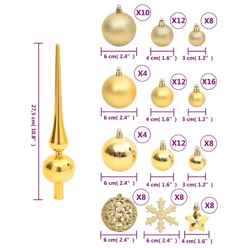 Mangloder Lot de 111 boules de Noël en polystyrène incassable avec étoiles, flocons de neige et pointe de sapin pour sapin, guirlande, fenêtre et décoration de fête Doré