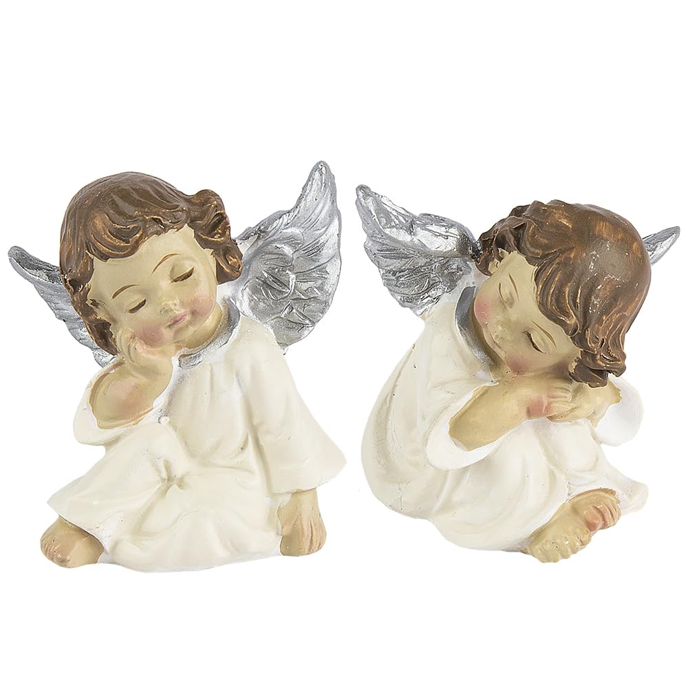 Ideen mit Herz Pequeñas figuras decorativas de ángeles, figuras de Navidad, ideales para manualidades o como decoración de mesa para Navidad, 2 figuras de ángel, cada una aprox. 4,5 x 3,5 x 3 cm