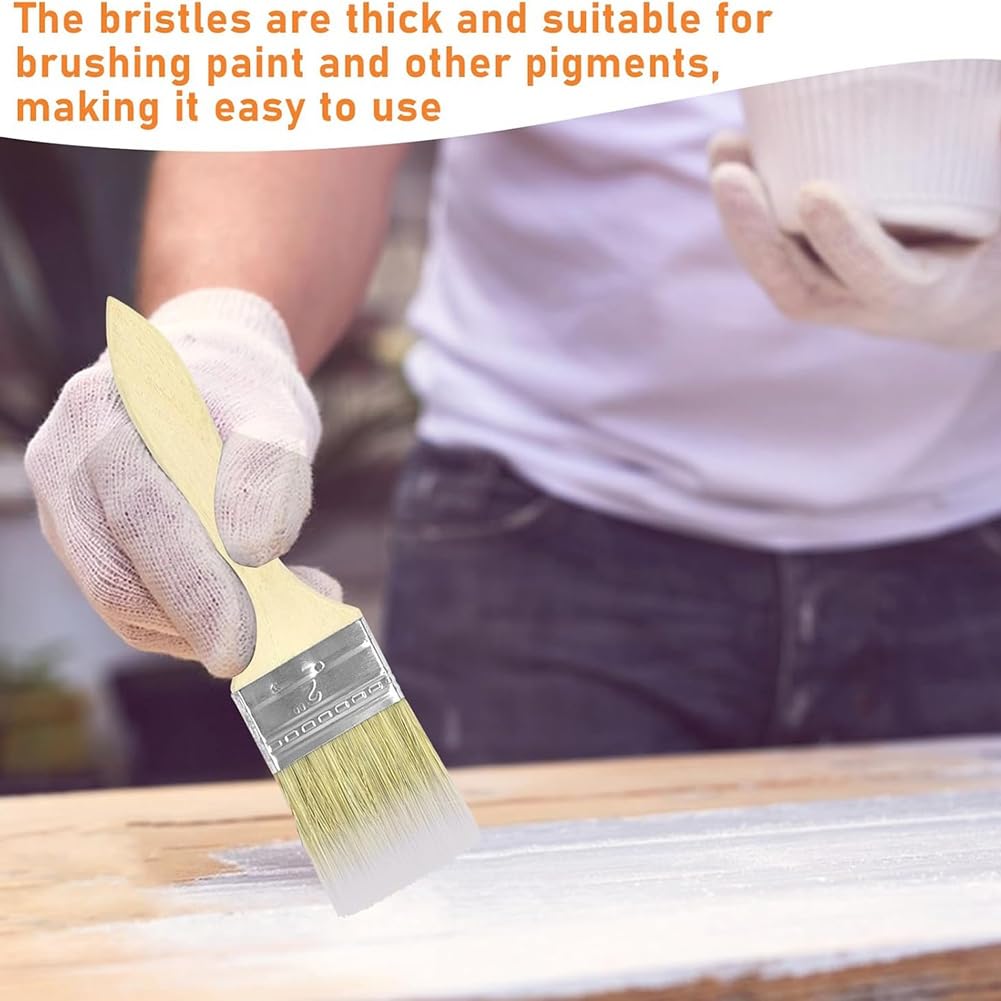 120 Pinceles de Cerdas de 2 Pulgadas A Granel, Pinceles de Cerdas A Granel, Pinceles de Madera para Teñir, para Pintura, Pegamento y Barniz