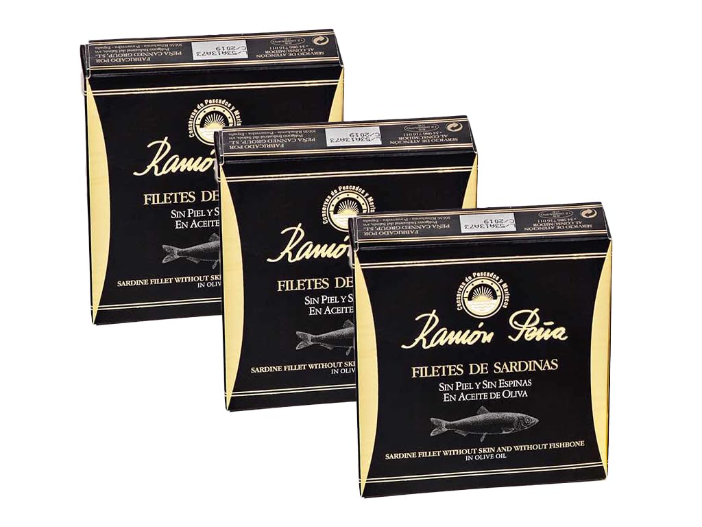 Ramon Pena Canned Sardines in Olive Oil | Tinned Sardines Without Skin and Bones | 3 x 130g Can