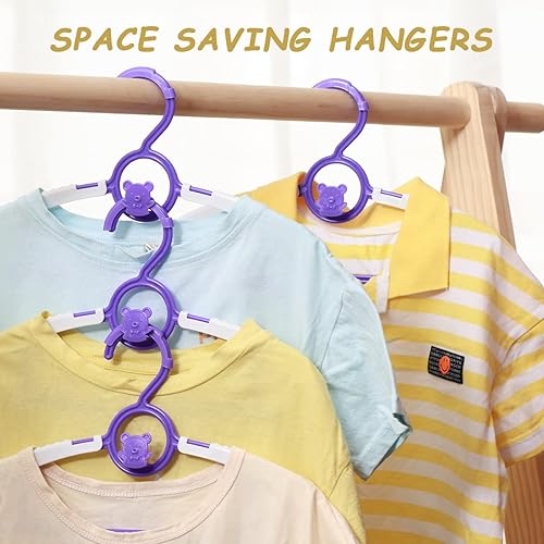 Miniatura 5 de Perchas de plástico para bebé, para guardería, armario, paquete de 60 perchas de plástico para niños, ahorro de espacio, antideslizantes,