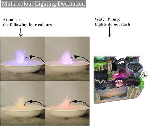 Miniatura 5 de Rockery Fountain - Fuente de agua de mesa para interiores, humidificadora atomizadora, decoración de escritorio, con luz LED, cascada de 110 V con