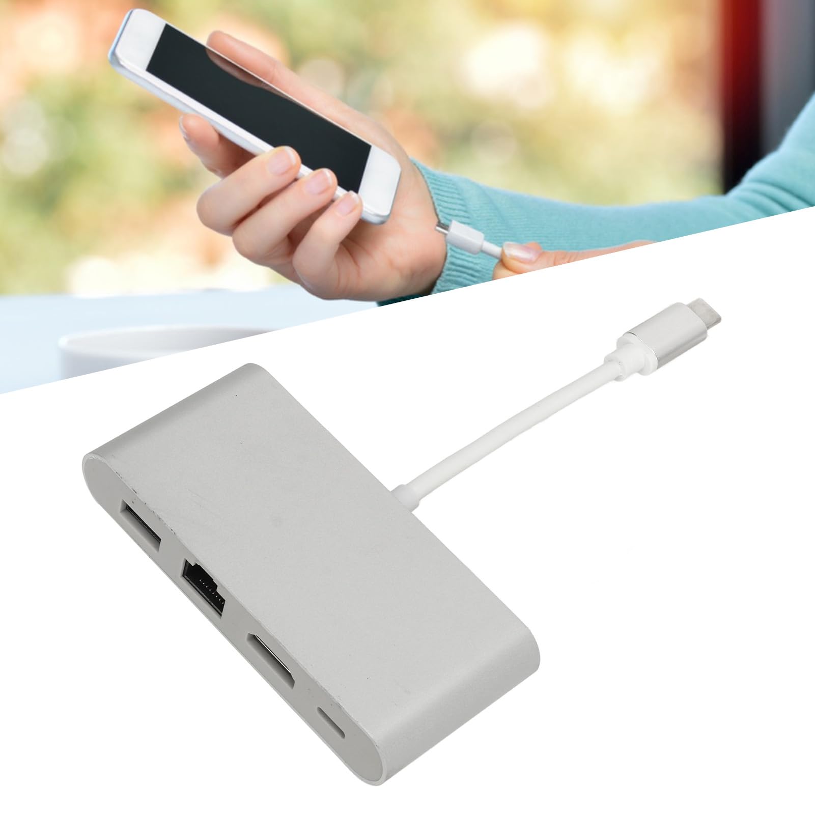 Hub USB C 4 in 1 splitter adattatore multiporta in lega di alluminio per computer telefonico argento