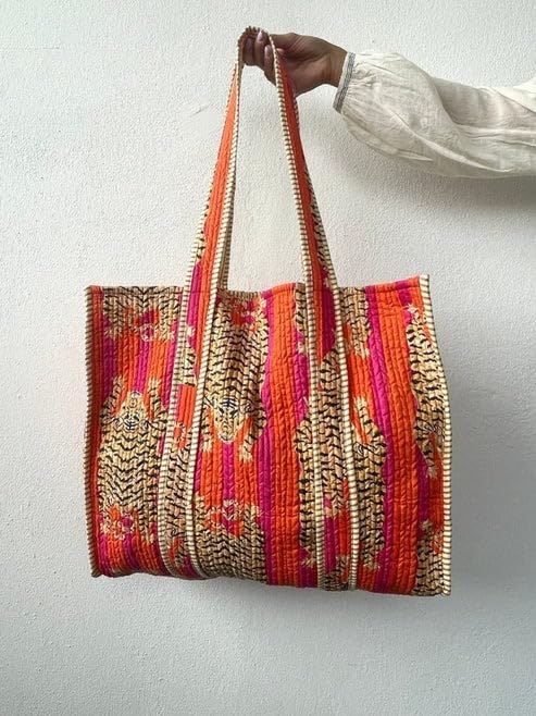 Image of Women's 100% Cotton Lightweight Shoulder Tote Bag with Interior Poeckt Casual Handbag for Women