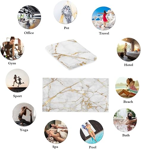 Vista 12 de Juego de 2 toallas de mano con textura de mármol para baño, toallas de baño decorativas de maza negra y dorada, toalla facial suave y absorbente