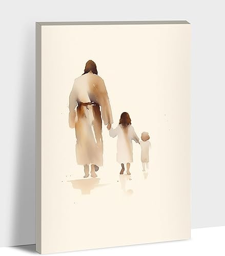 Vista 77 de Arte de pared de Jesús y el niño, póster minimalista bohemio cristiano, lienzo para pared, imagen abstracta de Jesús, arte cristiano religioso Jesús