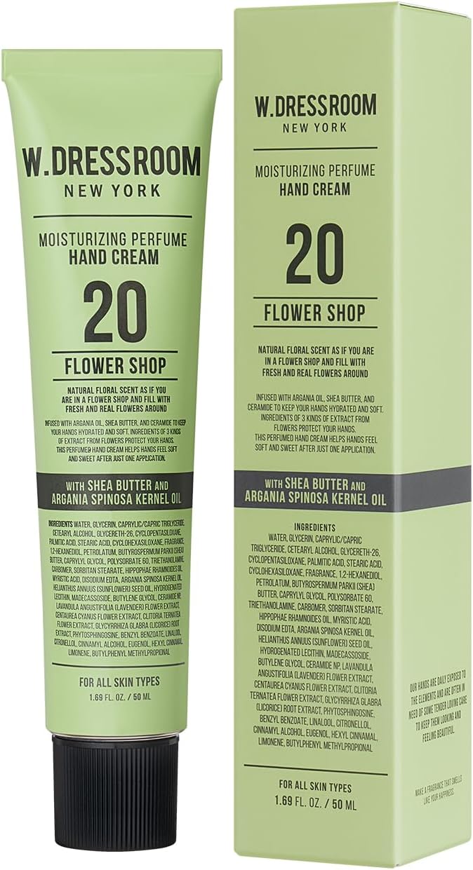 W.Dressroom Moisturizing Hand Cream for Dry Hands, Non-Greasy, Quick-Absorbing Korean Hand Lotion, Travel Size 1.69 fl oz (50 ml), No.20 Flower Shop Scent