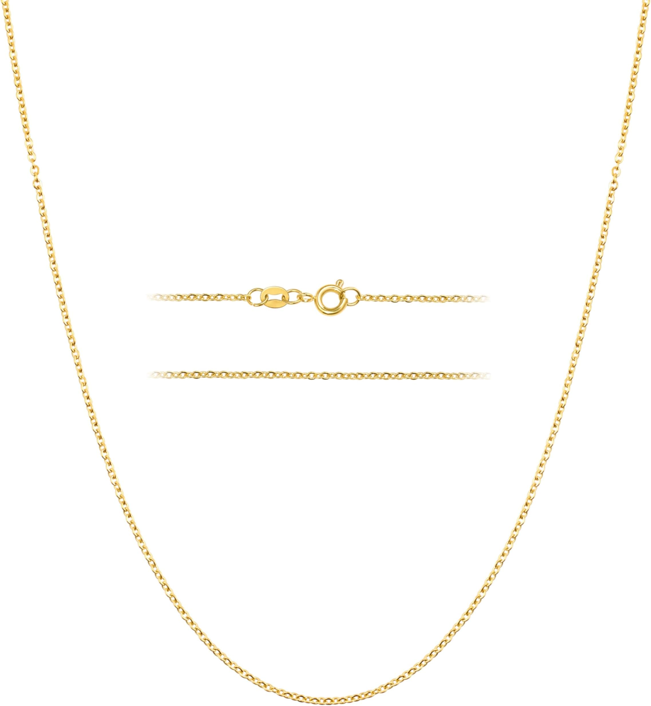 24k Gold Cable Link Chain Necklace – Thin, Dainty, Gold Plated Stainless Steel Jewelry for Women & Men with Spring Ring Clasp