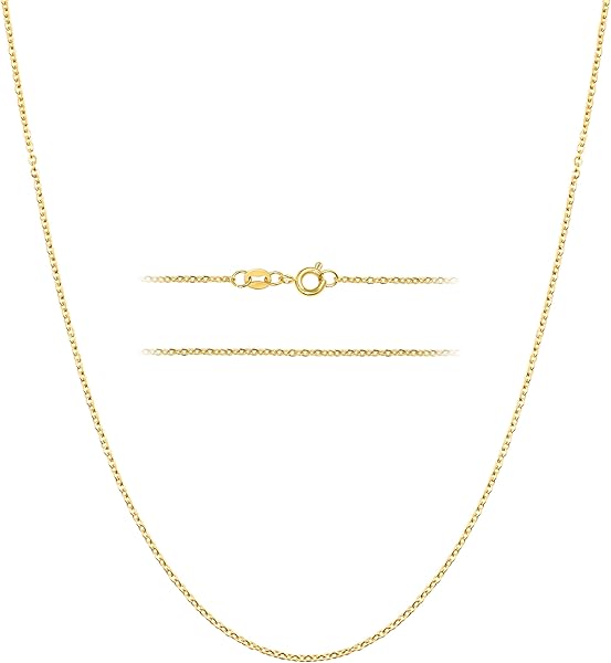 KISPER 24k Gold Cable Link Chain Necklace – Thin, Dainty, Gold Plated Stainless Steel Jewelry for Women & Men with Spring Ring Clasp