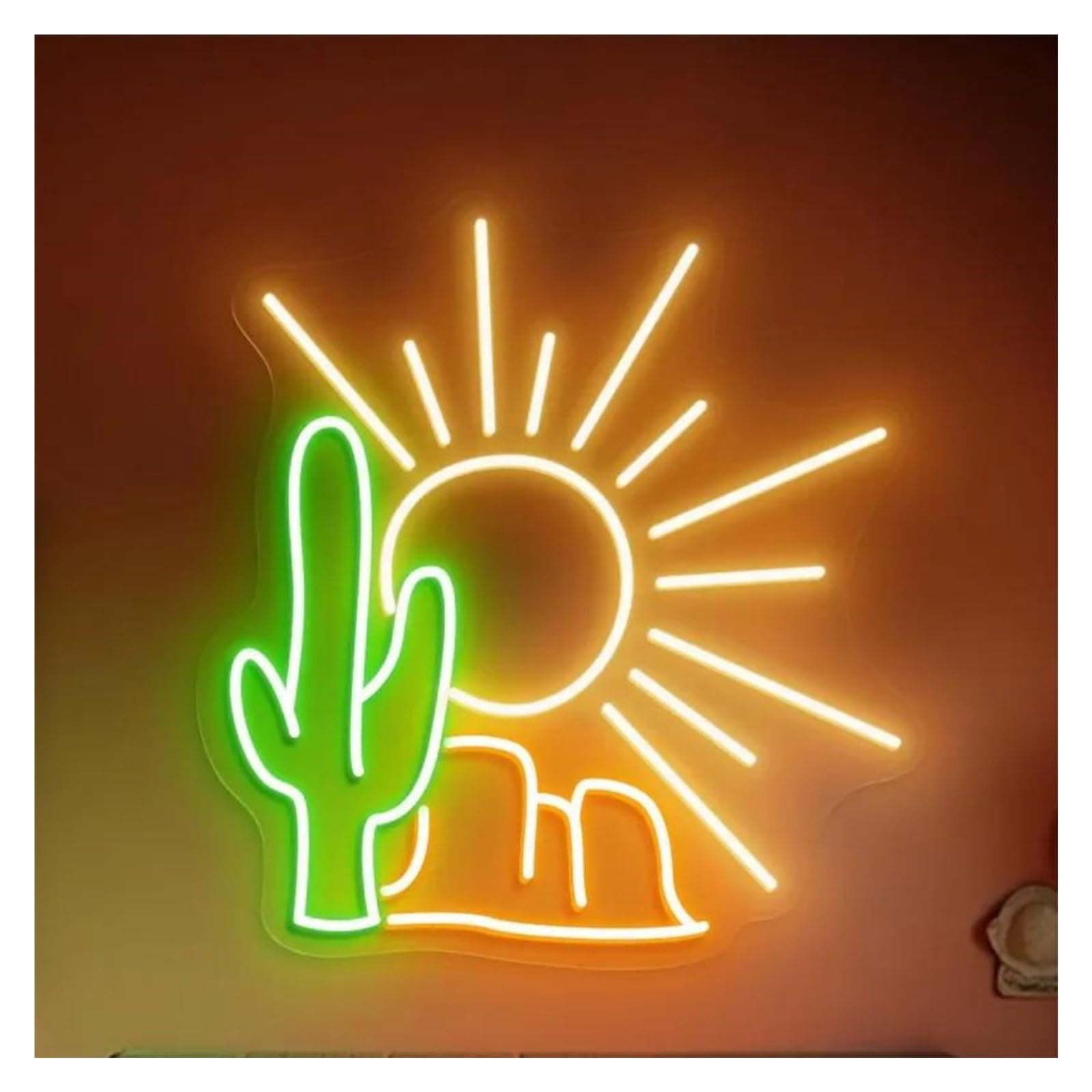 Shouxi A Sign Lamp Desert Sun Cactus Neon Sign Western Mountains Wall Rt Nature Esthetic Decor 45Cm(A)